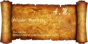 Alpár Martin névjegykártya