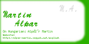 martin alpar business card